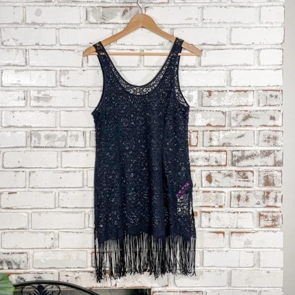 Agent Provocateur Black Fringe Lace Cover Up Dress Large - Picture 3 of 8